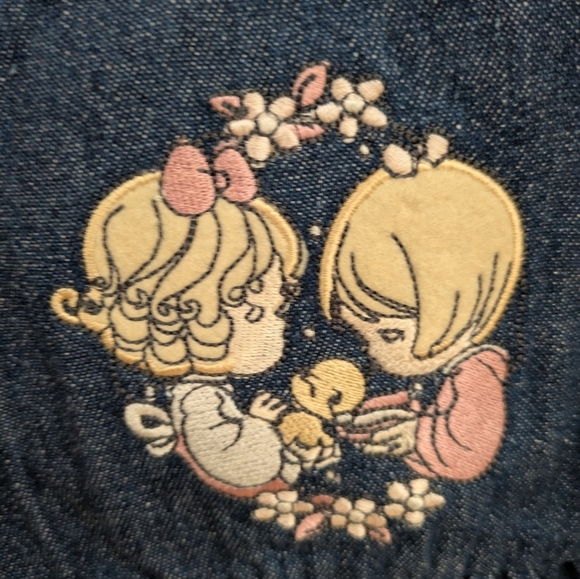 Vintage Embroidered Precious Moments Denim Dress - Picture 4 of 8